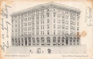 CHARLOTTE NORTH CAROLINA~HOTEL SELWYN~1907 ARTIST RENDERING POSTCARD