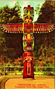 Thunderbird Totem Pole Vancouver British Columbia Canada 1910s UNP Postcard  