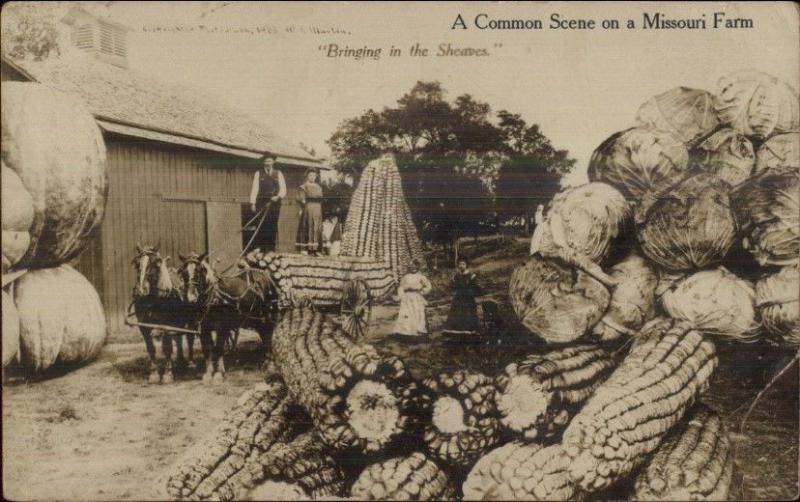 Trick Photography Farming Vegetable Exaggeration Corn Cabbage Missouri RPPC