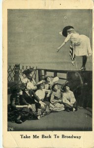 1910 Take Me Back To Broadway - Victorian Ladies Aboard Ship Vintage Postcard