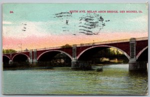 Des Moines Iowa 1909 Postcard Sixth Avenue Melan Arch Bridge