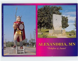 Postcard Big Ole & Runestone Replica Alexandria Minnesota USA