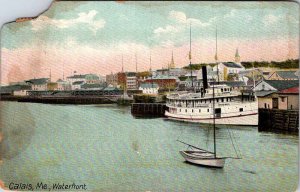 Postcard BOAT SCENE Calais Maine ME AL8596