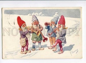 3045201 Dancing Musical GNOMES by FEIERTAG old RPPC Mustamaki