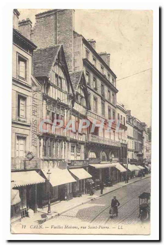 Caen Old Postcard Old houses rue Saint Pierre