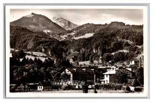 Postcard Halleln mit Durrnberg und Hohen Goll Real Photo RPPC