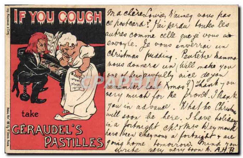 Old Postcard Advertisement If you take cough G?raudel & # 39s Lozenges Woman ...