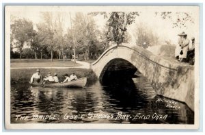 c191O's The Bridge Gov't Springs Park Boating Enid Oklahoma RPPC Photo Postcard