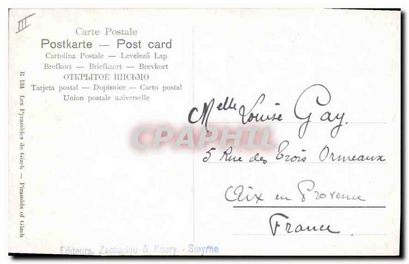 Postcard Ancient Egypt Egypt Giza Pyramids