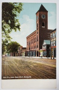 Norway Maine View on Main Street and Opera Hoise Block Postcard Z21