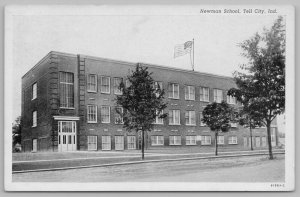 Tell City Indiana~Newman School~B&W~Flag Pole~1950s