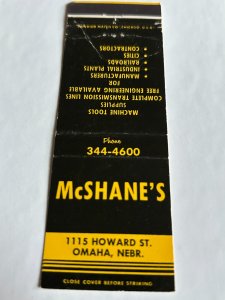 Vintage Matchbook Cover McShane's Omaha, Nebraska MB183