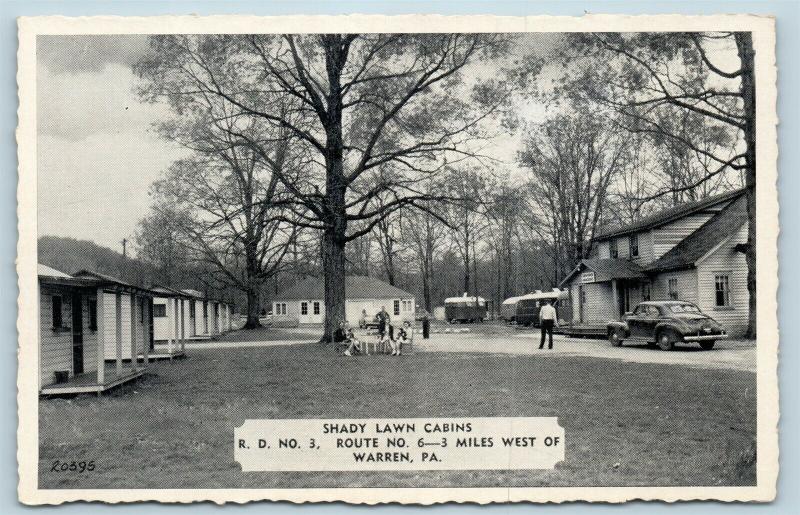 Postcard PA Warren Shady Lawn Cabins c1940s S15