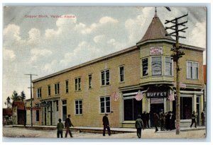 1911 Buffet Restaurant Exterior Building Copper Block Valdez Alaska AK Postcard