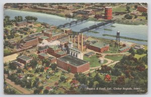 Cedar Rapids Iowa~Penick & Ford LTD Aerial View~Bridges~Linen Postcard