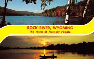 ROCK RIVER WYOMING THE TOWN OF FRIENDLY PEOPLE~WATER VIEWS POSTCARD c1960s
