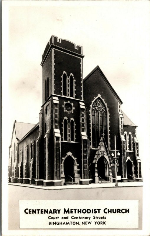 Vtg 1940s Centenary Methodist Church Binghamton NY RPPC Real Photo Postcard