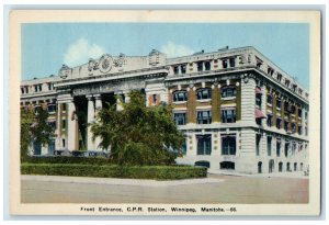 c1950's Front Entrance CPR Station Winnipeg Manitoba Canada Vintage Postcard