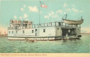 Boston Harbor Massachusetts City Point Life Saving Station C1910 Postcard 20-279