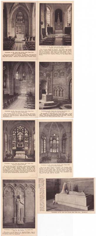(8 cards) Cathedral of St John The Divine Interior Views NYC New York City - WB