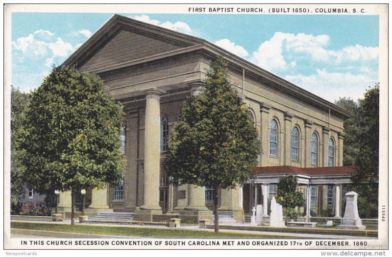 First Baptist Church, (built 1850) Columbia, South Carolina, 10-20s