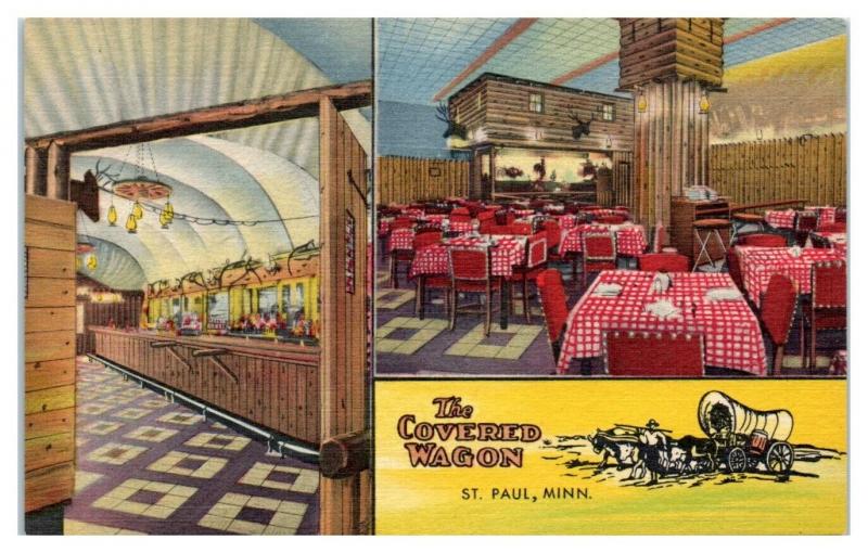 The Covered Wagon Restaurant, St. Paul, MN Postcard *4X