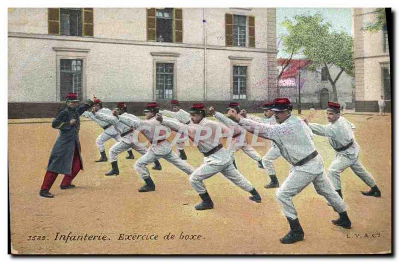 Old Postcard Infantry Boxing Exercise