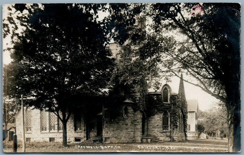 FAIRPORT NY FREEWELL BAPTIST CHURCH 1910 ANTIQUE REAL PHOTO POSTCARD RPPC