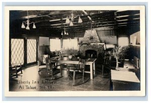 Vintage RPPC Liberty Inn Lobby Inside View Lake Tohoe CA. Postcard F112E