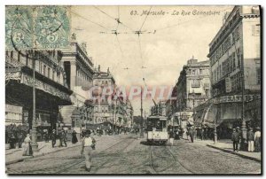 Old Postcard Marseille The Cannebiere Tramway Street