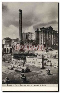 Old Postcard Roma Foro Romano Con La Colonna di Foca