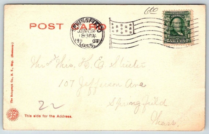 1907  Railroad Station   Greenfield  Massachusetts  Postcard