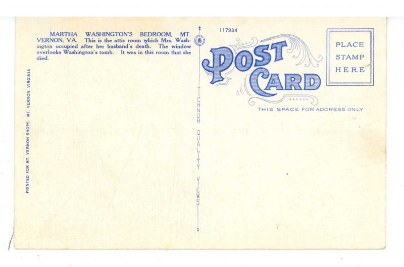 VA - Mount Vernon. Martha Washington's Bedroom