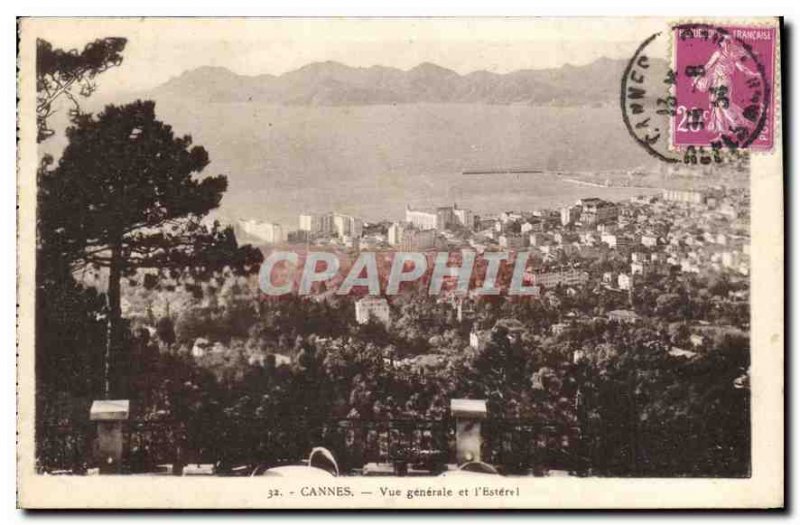 Postcard General view Old Cannes and the Esterel