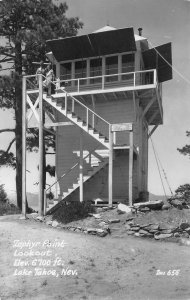 RPPC ZEPHYR POINT LOOKOUT Lake Tahoe, Nevada Zan Photo c1940s Vintage Postcard