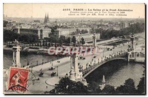 Old Postcard Paris Seine and the Pont Alexandre