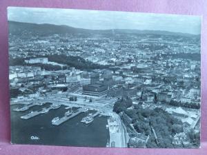 Old Postcard Norway Oslo Real Photo RPPC 1947 Airview