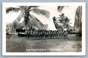 SAN BLAS INDIANS PANAMA GROUP OF BOYS ANTIQUE REAL PHOTO POSTCARD RPPC