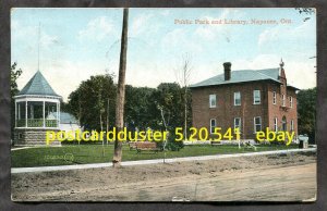 h3464 - NAPANEE Ontario 1908 Public Park and Library Postcard