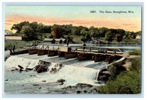 c1910 Water Flowing Scene, The Dam Stoughton Wisconsin WI Unposted Postcard