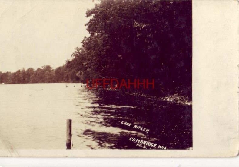 Lake Ripley, Cambridge, WI 1918 No. 2 Rppc United States Wisconsin