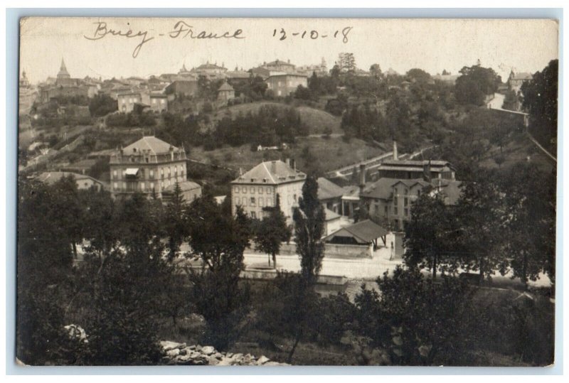 1918 View of Buildings in Briey Meurthe-et-Moselle France RPPC Photo Postcard