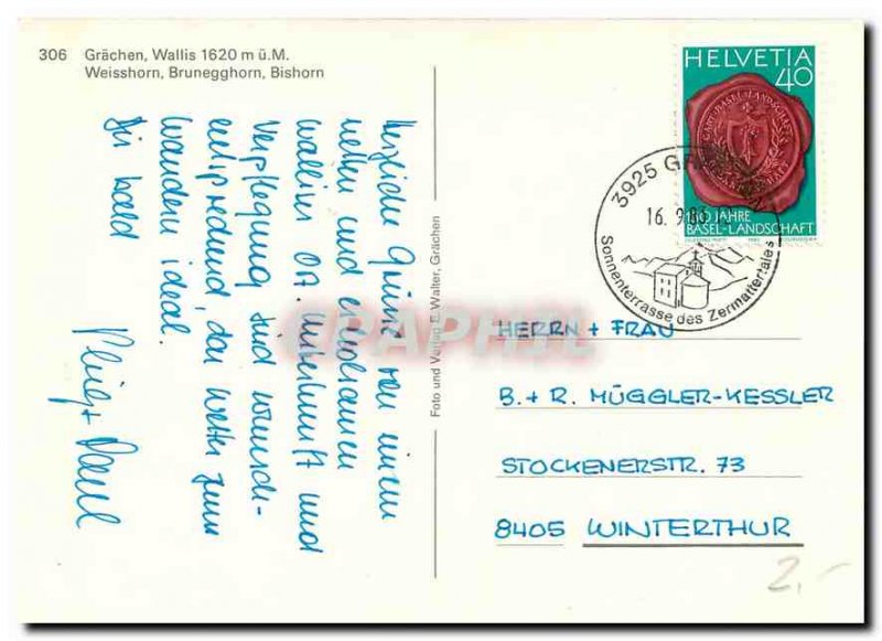 Postcard Modern Grachen Wallis Weisshorn Brunegghorn Bishorn