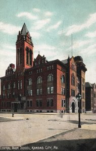 Vintage Postcard 1908 Central High School Campus Building Kansas City Missouri