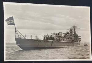 Mint Germany Real Picture Postcard Cruiser Leipzig Anchored Before 1935