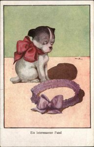 A/S HZ Puppy w Headband Ein interassanter Fund c1910 Postcard