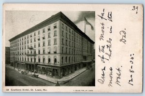 1906 St. Louis Missouri MO Vintage Postcard Southern Hotel Street Road Building