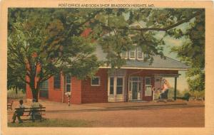 BRADDOCK HEIGHTS MARYLAND 1940s Post Office Soda Shop MWM postcard 4874