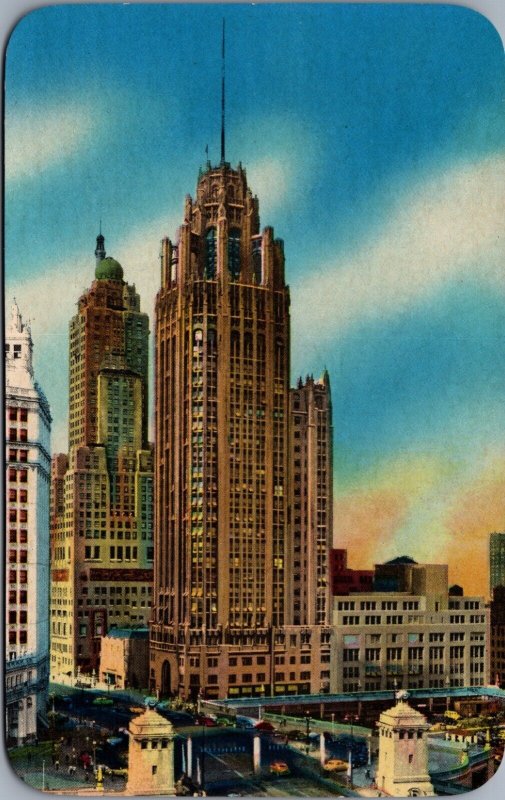 USA The Tribune Tower Chicago Illinois Chrome Postcard C028