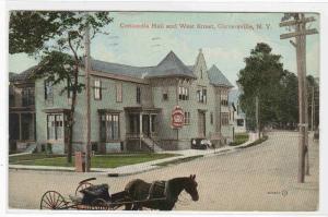 Concordia Hall West Street Horse Buggy Gloversville NY 1915 postcard